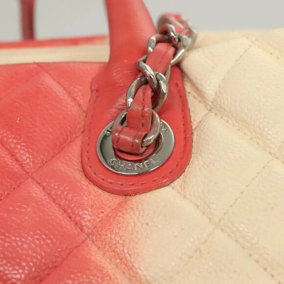 CHANEL Chain Matelasse Hand Bag Grained Calf Skin 2way White Silver CC Auth ... - Picture 12 of 16
